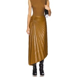 NWT A.L.C TRACY VEGAN LEATHER SKIRT-SADDLE BROWN-SIZE 6